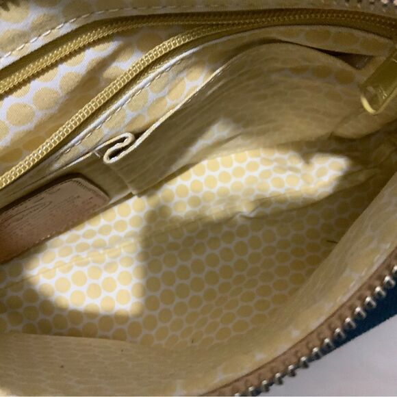 Brighton Newberry Crossbody Bag Flowers Discontinued Adjustable Strap Blue ivory - Picture 10 of 15